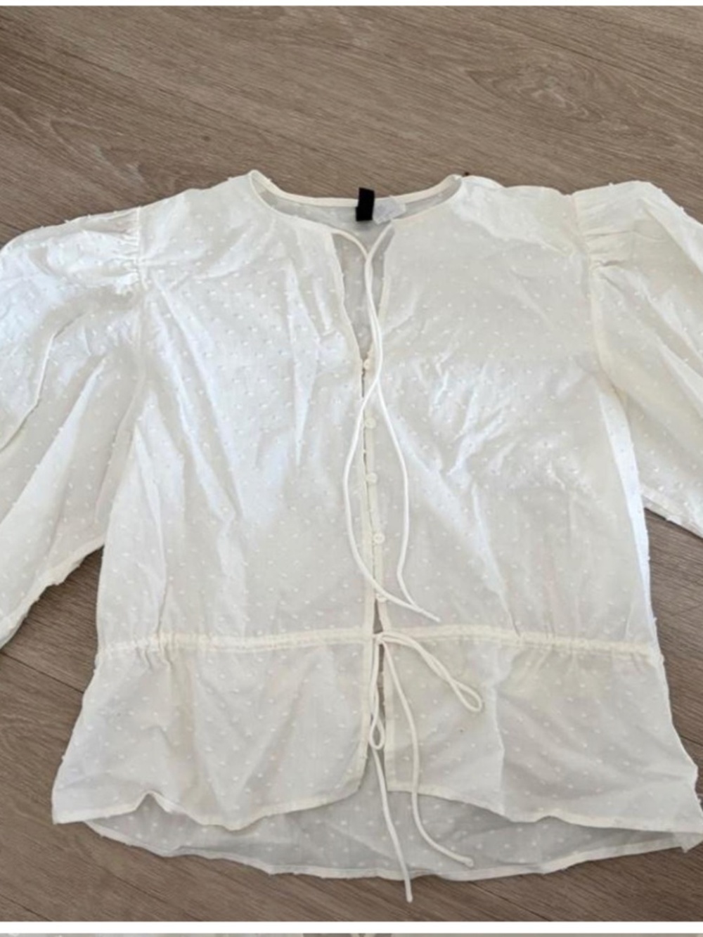 H&M EMBROIDERED COTTON PEPLUM BLOUSE